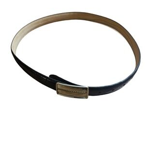 Vintage Leather Belt Mens L Silver Tone Buckle Classic Made in Uruguay